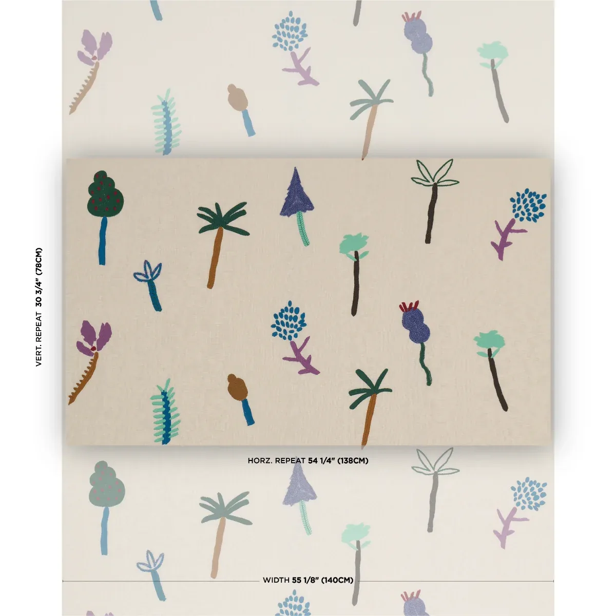 TROPICAL TREES fabric MULTI color by Schumacher