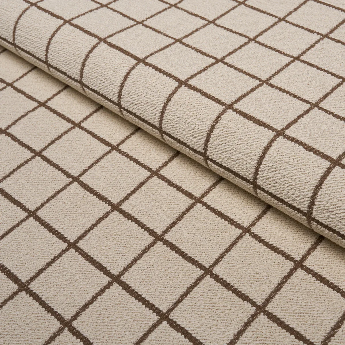 TUCSON GRID Fabric – BROWN | Schumacher | Wallpaper Twins TUCSON GRID fabric BROWN color by Schumacher