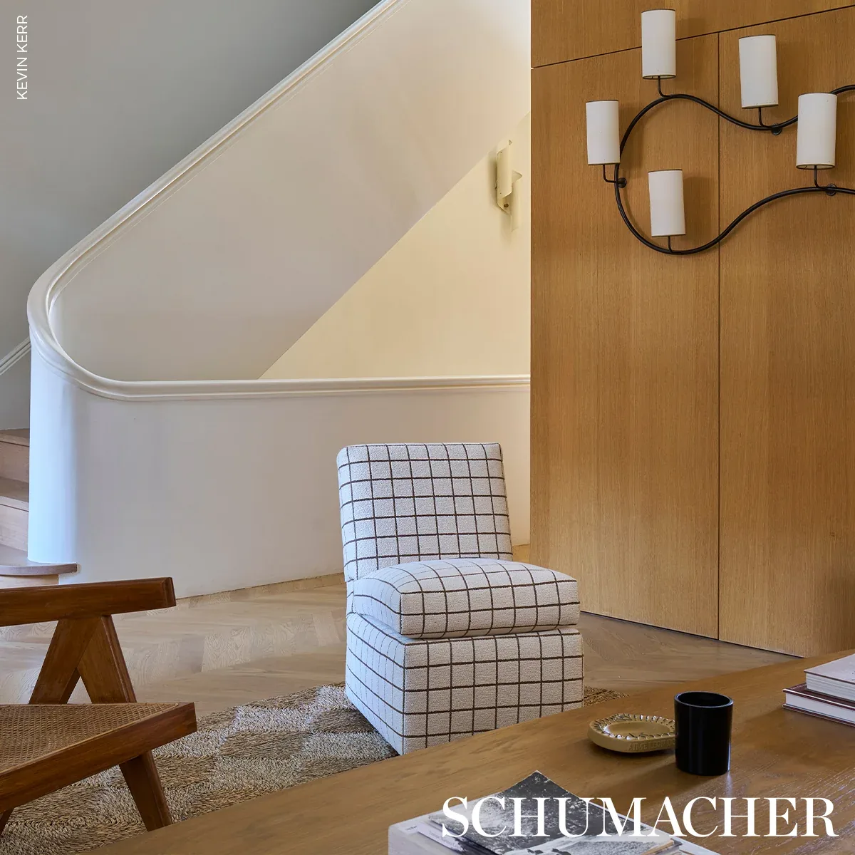 TUCSON GRID Fabric – BROWN | Schumacher | Wallpaper Twins TUCSON GRID fabric BROWN color by Schumacher