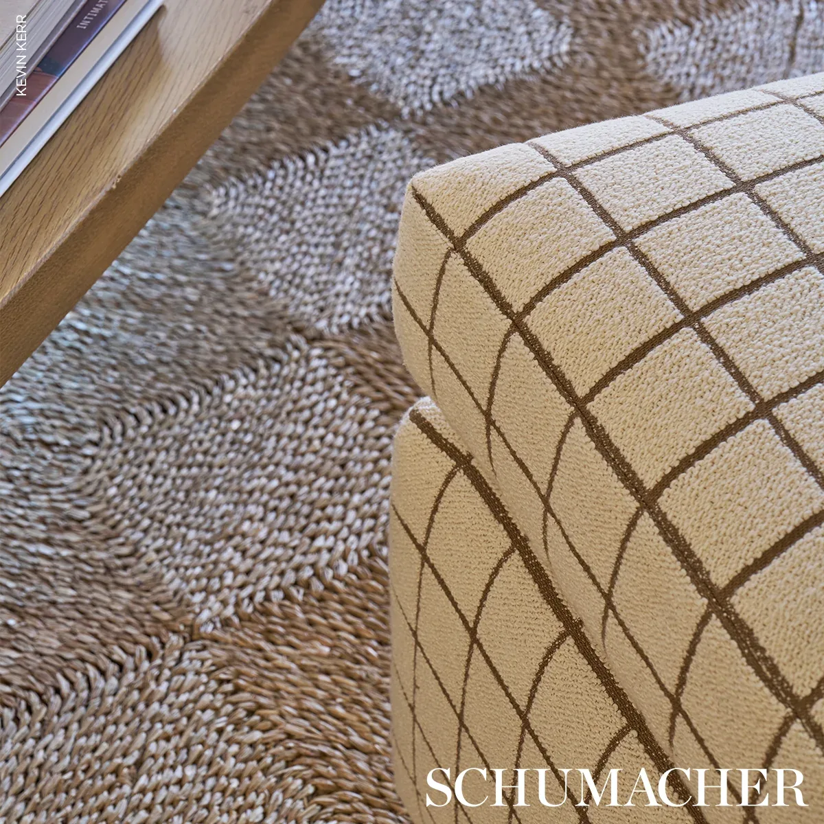TUCSON GRID Fabric – BROWN | Schumacher | Wallpaper Twins TUCSON GRID fabric BROWN color by Schumacher