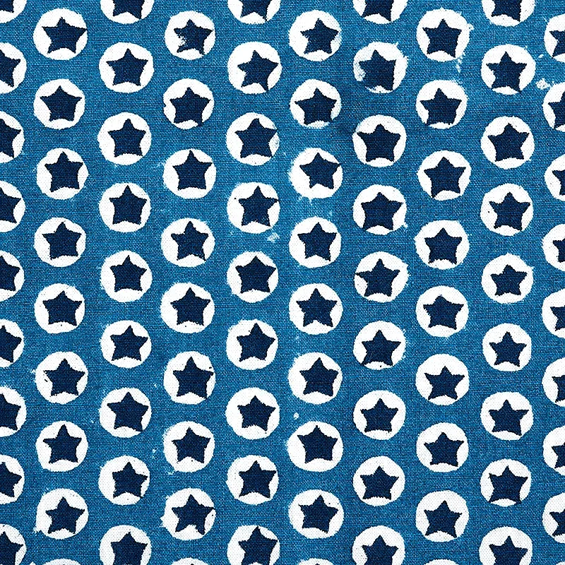 Tuk Tuk Hand Block Print fabric BLUE color by Schumacher