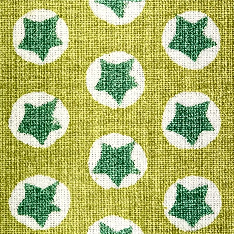 Tuk Tuk Hand Block Print Fabric – GREEN | Schumacher | Wallp Tuk Tuk Hand Block Print fabric GREEN color by Schumacher