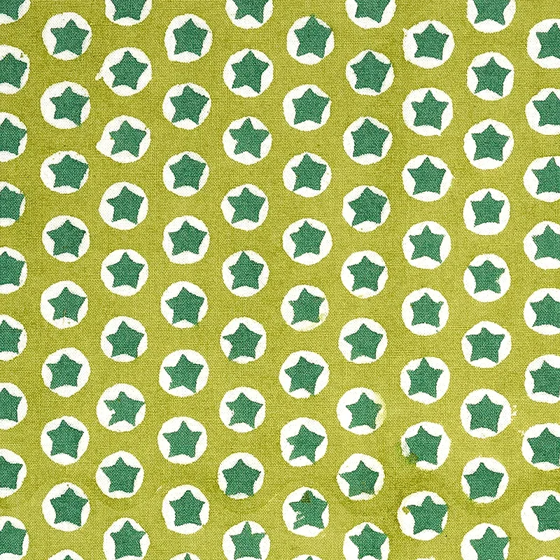 Tuk Tuk Hand Block Print fabric GREEN color by Schumacher