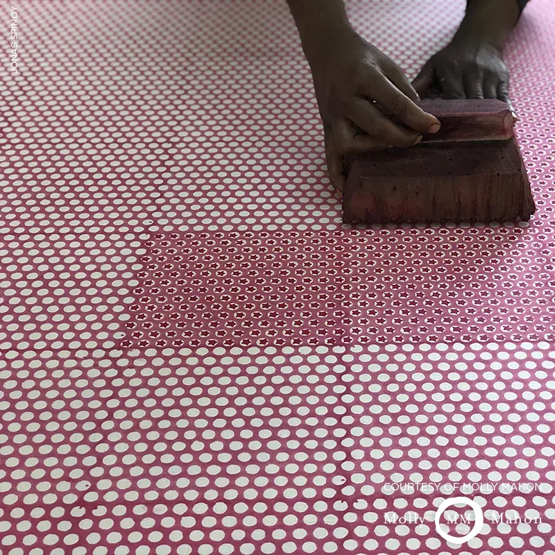 Tuk Tuk Hand Block Print Fabric – PINK | Schumacher | Wallpa Tuk Tuk Hand Block Print fabric PINK color by Schumacher