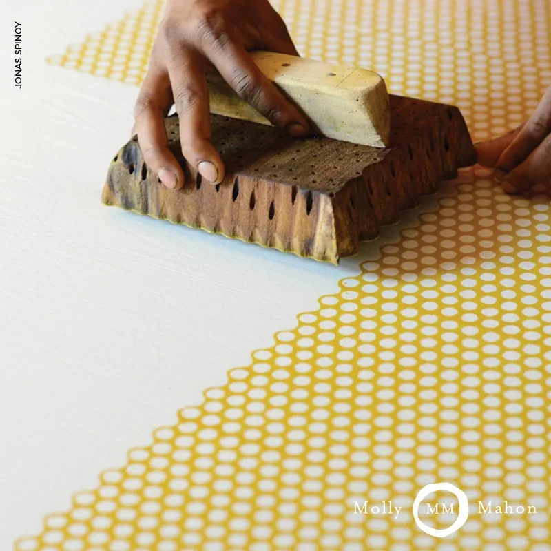 Tuk Tuk Hand Block Print fabric YELLOW color by Schumacher