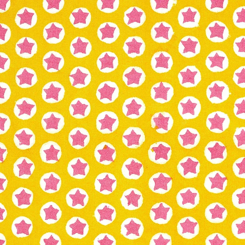 Tuk Tuk Hand Block Print fabric YELLOW color by Schumacher