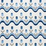 TULIP FLAMESTITCH EMBROIDERY fabric BLUE color by Schumacher