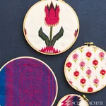 TULIP FLAMESTITCH EMBROIDERY Fabric – JEWEL | Schumacher | W TULIP FLAMESTITCH EMBROIDERY fabric JEWEL color by Schumacher
