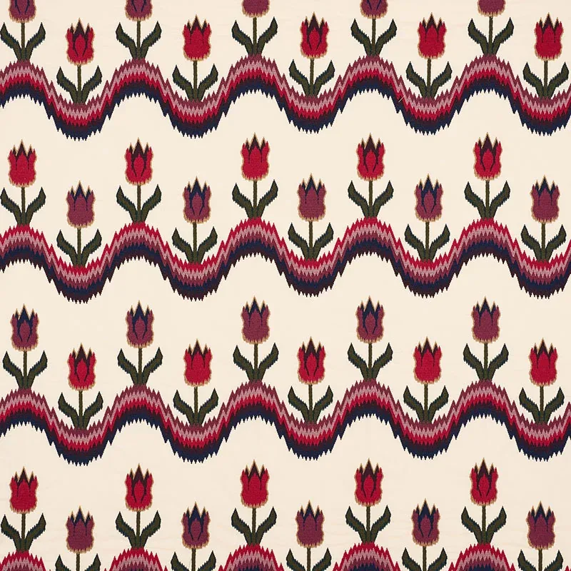 TULIP FLAMESTITCH EMBROIDERY fabric JEWEL color by Schumacher