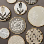 TULIP FLAMESTITCH EMBROIDERY Fabric – QUARRY | Schumacher | TULIP FLAMESTITCH EMBROIDERY fabric QUARRY color by Schumacher