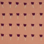 TULIP PLAY HAND BLOCK PRINT Fabric – VIOLET ON RUST | Schuma TULIP PLAY HAND BLOCK PRINT fabric VIOLET ON RUST color by Schumacher