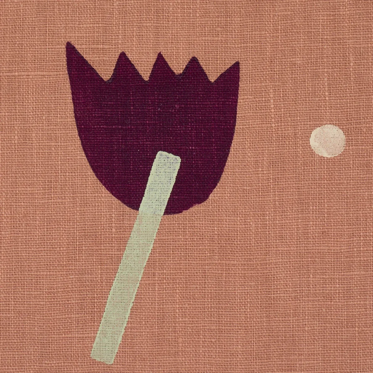 TULIP PLAY HAND BLOCK PRINT Fabric – VIOLET ON RUST | Schuma TULIP PLAY HAND BLOCK PRINT fabric VIOLET ON RUST color by Schumacher