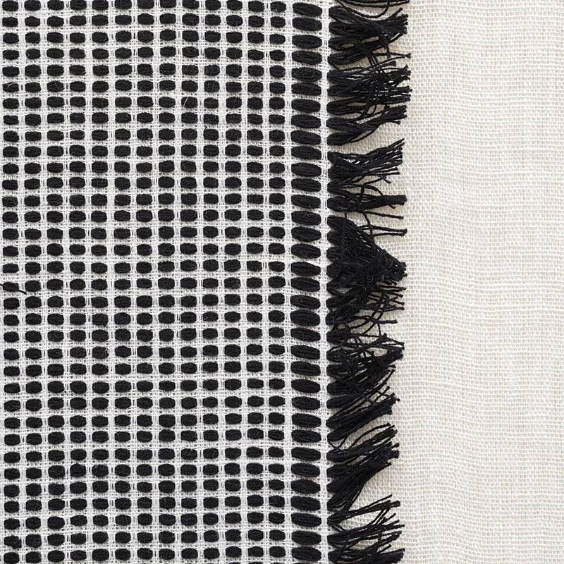 TULUM CASEMENT Fabric – BLACK | Schumacher | Wallpaper Twins TULUM CASEMENT fabric BLACK color by Schumacher