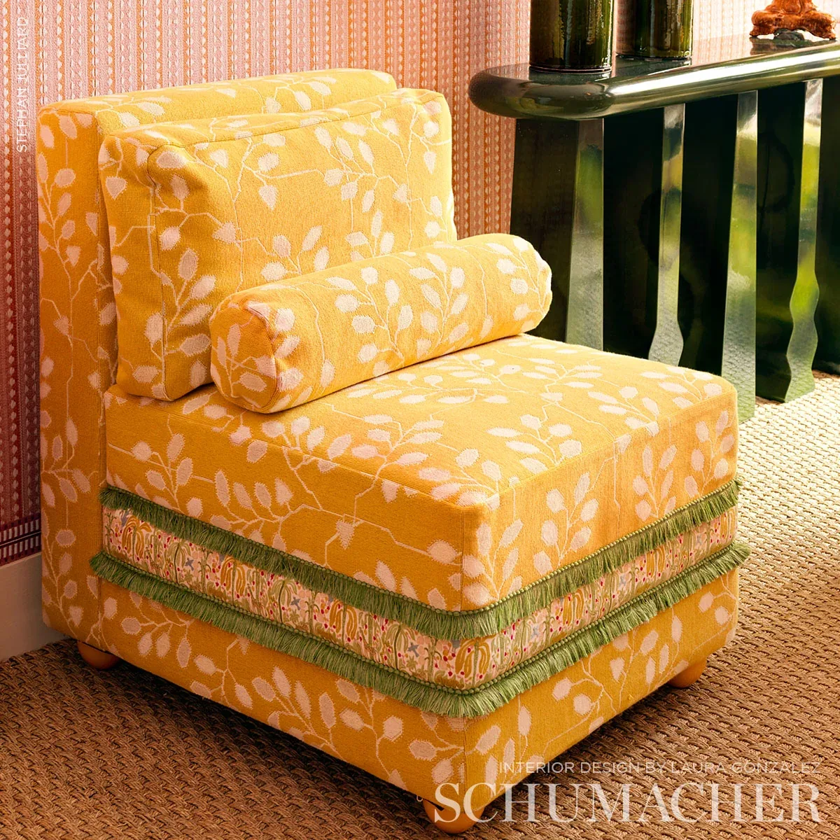 TUMBLE WEED ÉPINGLÉ fabric BUTTERCUP color by Schumacher