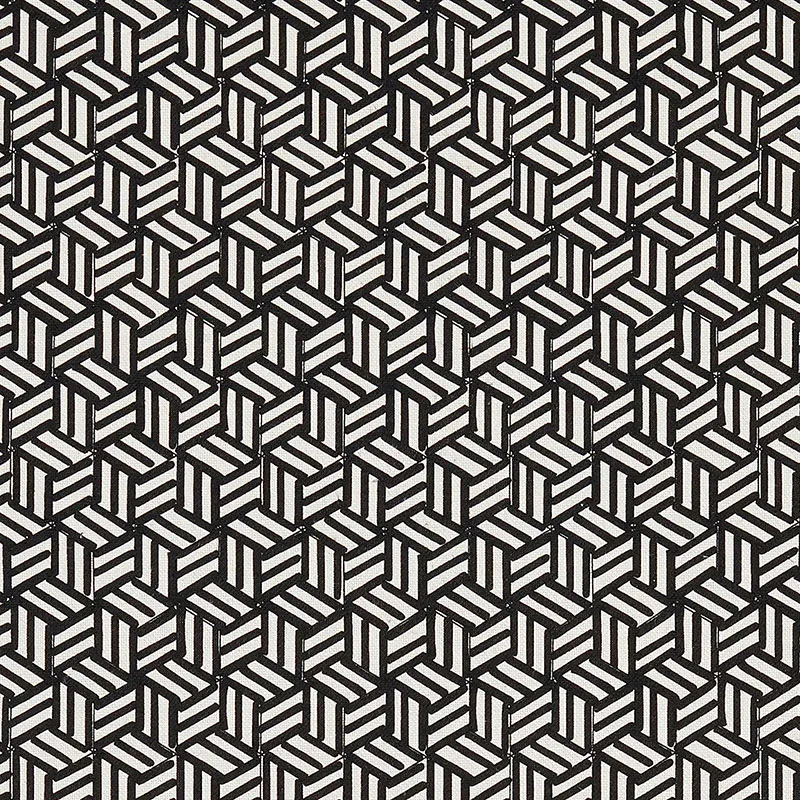 TUMBLING BLOCKS fabric BLACK color by Schumacher