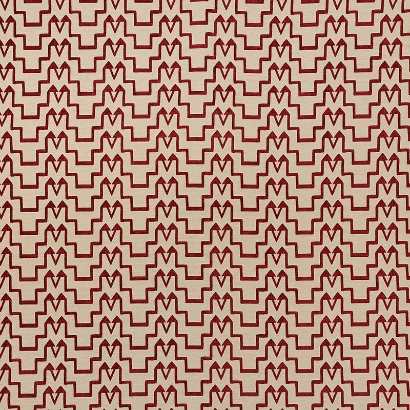 TURKISH STEP fabric RED/NATURAL color by Schumacher