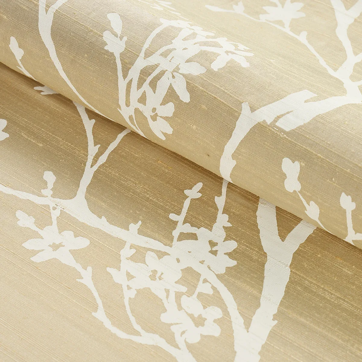 TWIGGY SILK Fabric – CHAMPAGNE | Schumacher | Wallpaper Twin TWIGGY SILK fabric CHAMPAGNE color by Schumacher