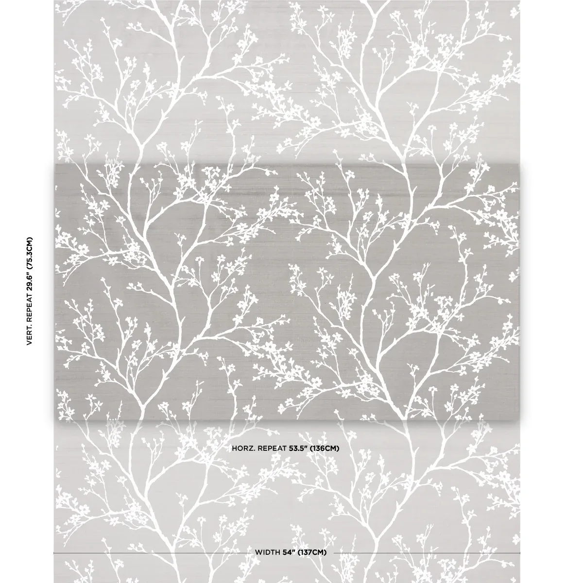 TWIGGY SILK Fabric – PEWTER | Schumacher | Wallpaper Twins TWIGGY SILK fabric PEWTER color by Schumacher