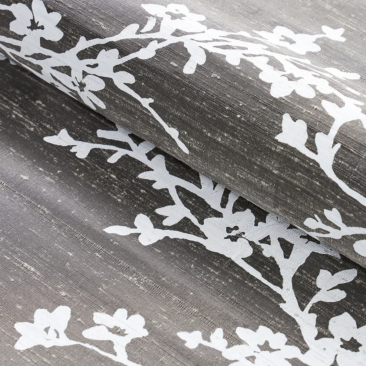 TWIGGY SILK Fabric – PEWTER | Schumacher | Wallpaper Twins TWIGGY SILK fabric PEWTER color by Schumacher