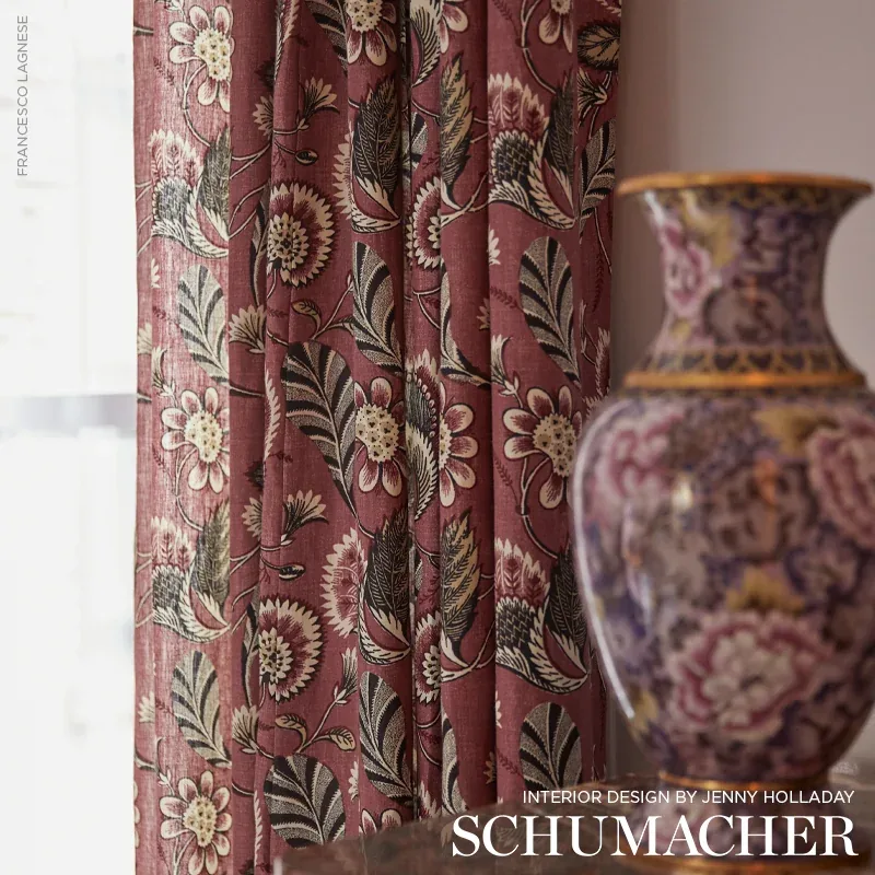 URSULA Fabric – MULBERRY | Schumacher | Wallpaper Twins URSULA fabric MULBERRY color by Schumacher