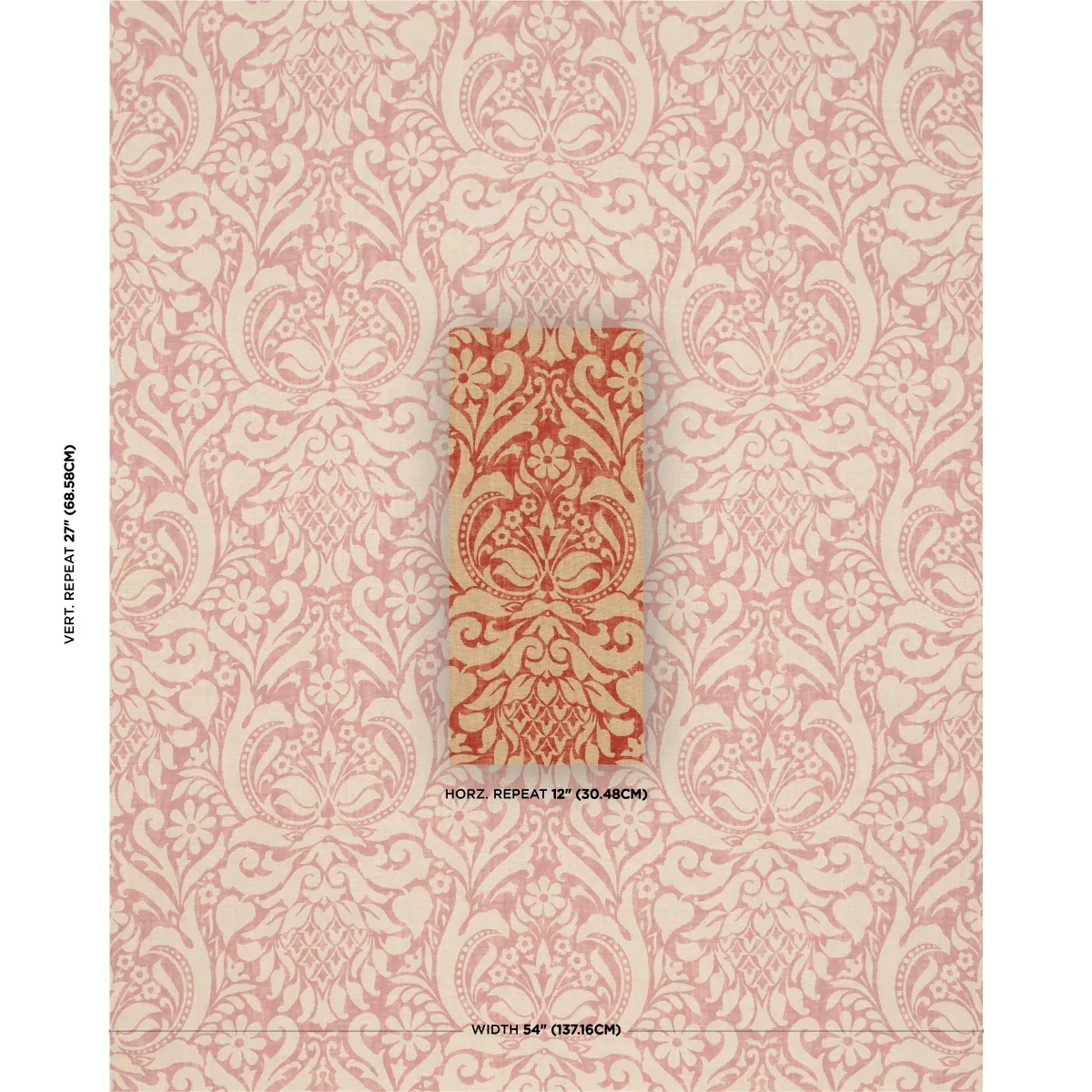 VALENCAY DAMASK Fabric – TERRACOTTA | Schumacher | Wallpaper VALENCAY DAMASK fabric TERRACOTTA color by Schumacher