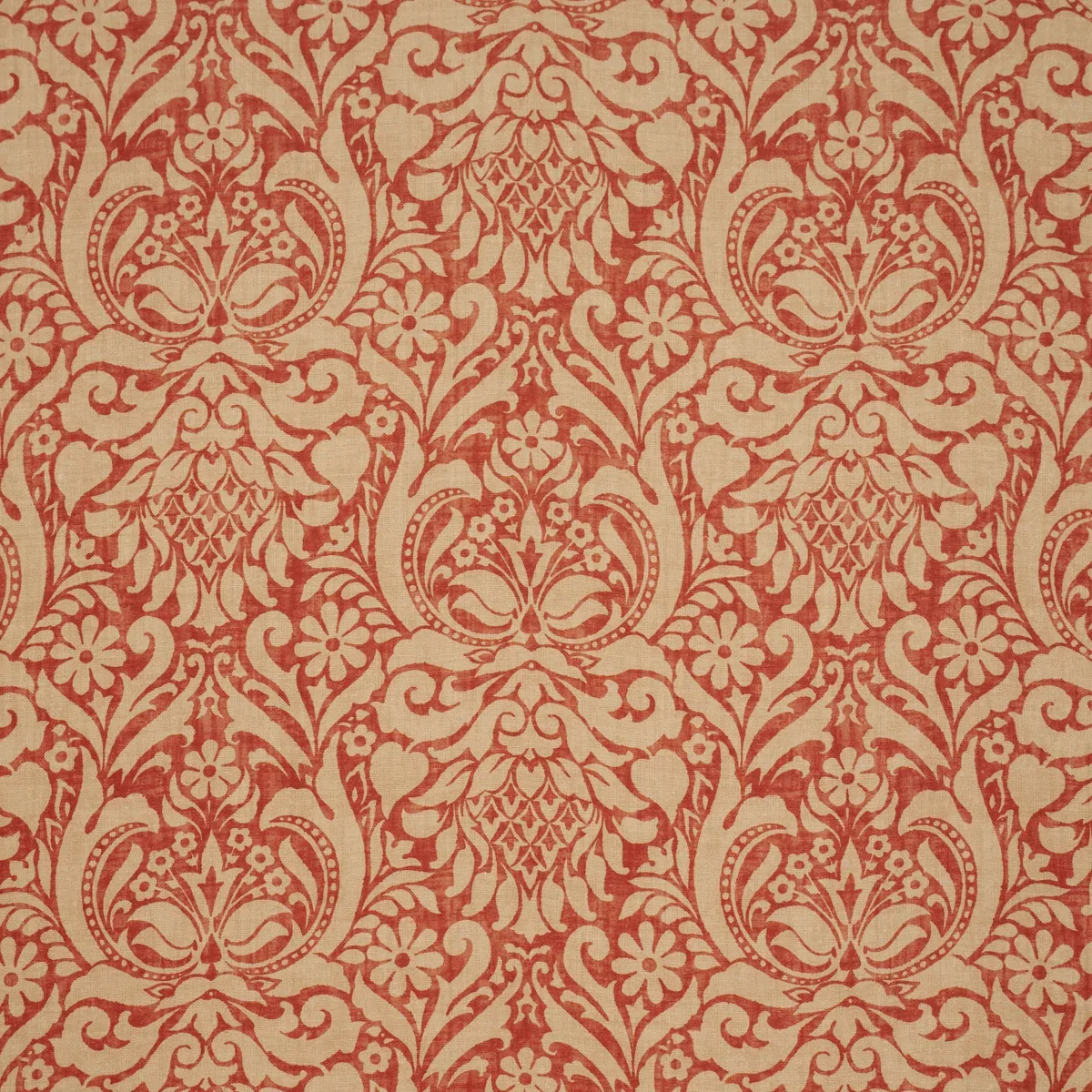 VALENCAY DAMASK fabric TERRACOTTA color by Schumacher