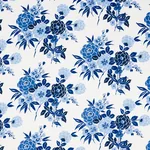 VALENTINA FLORAL Fabric – BLUE | Schumacher | Wallpaper Twin VALENTINA FLORAL fabric BLUE color by Schumacher