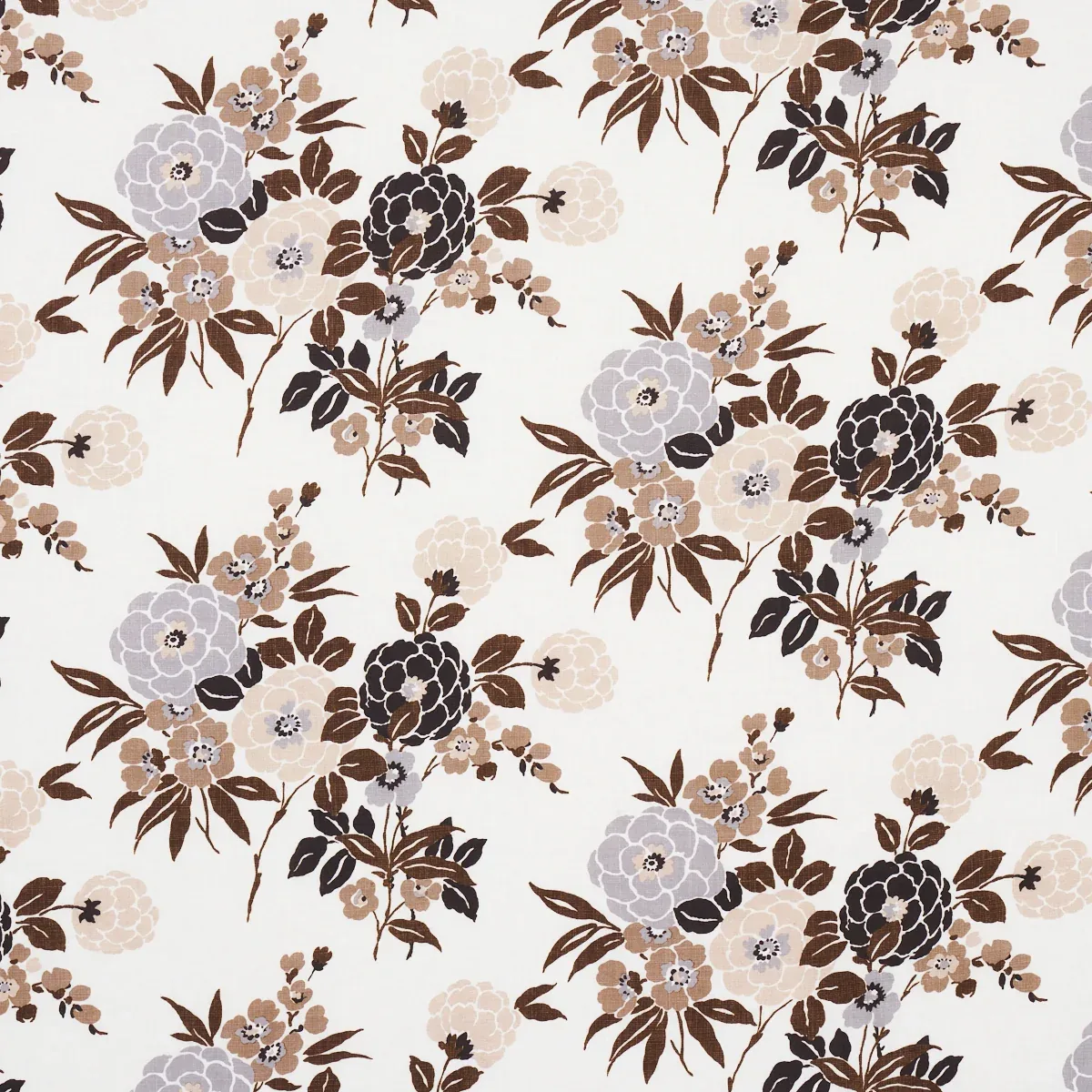 VALENTINA FLORAL fabric BROWN color by Schumacher