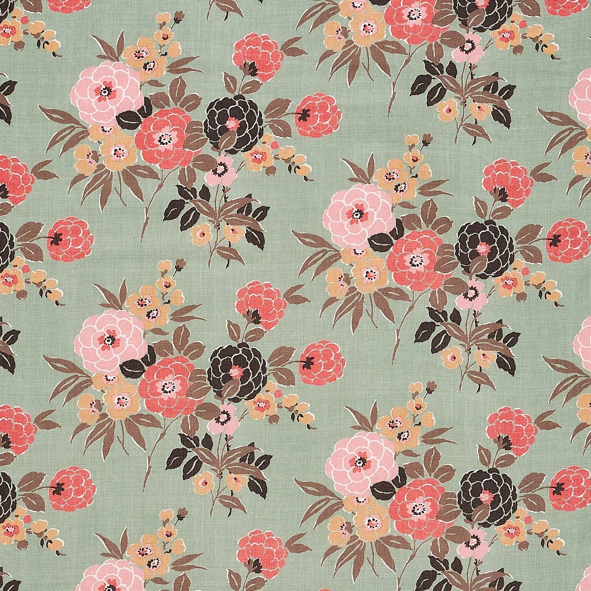 VALENTINA FLORAL fabric GREEN color by Schumacher