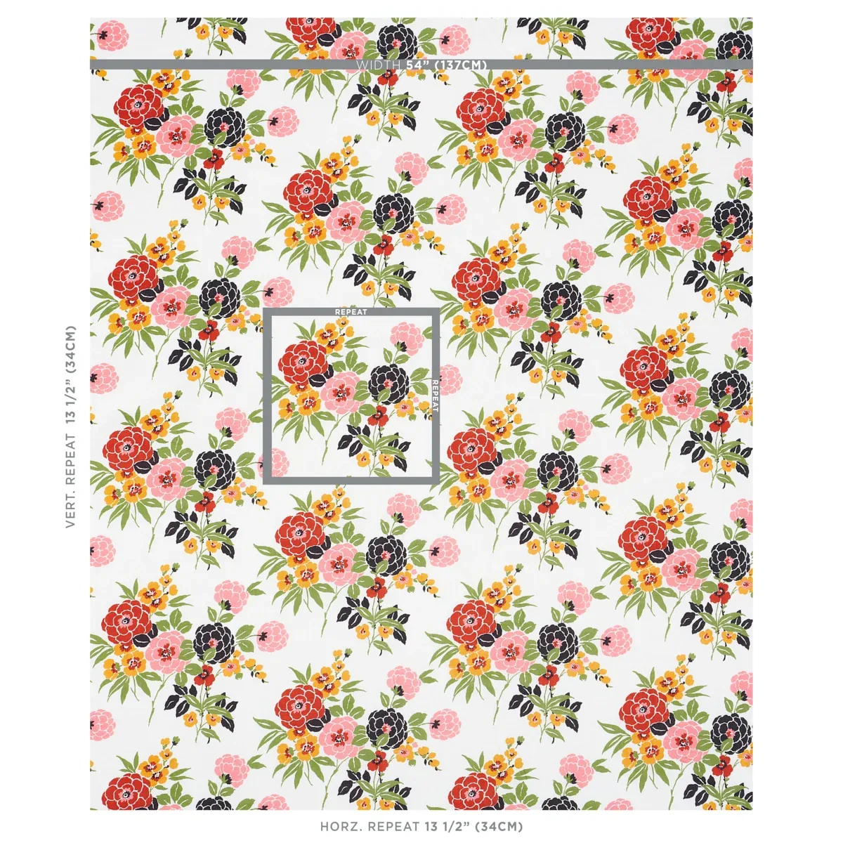 VALENTINA FLORAL Fabric – MULTICOLOR | Schumacher | Wallpape VALENTINA FLORAL fabric MULTICOLOR color by Schumacher