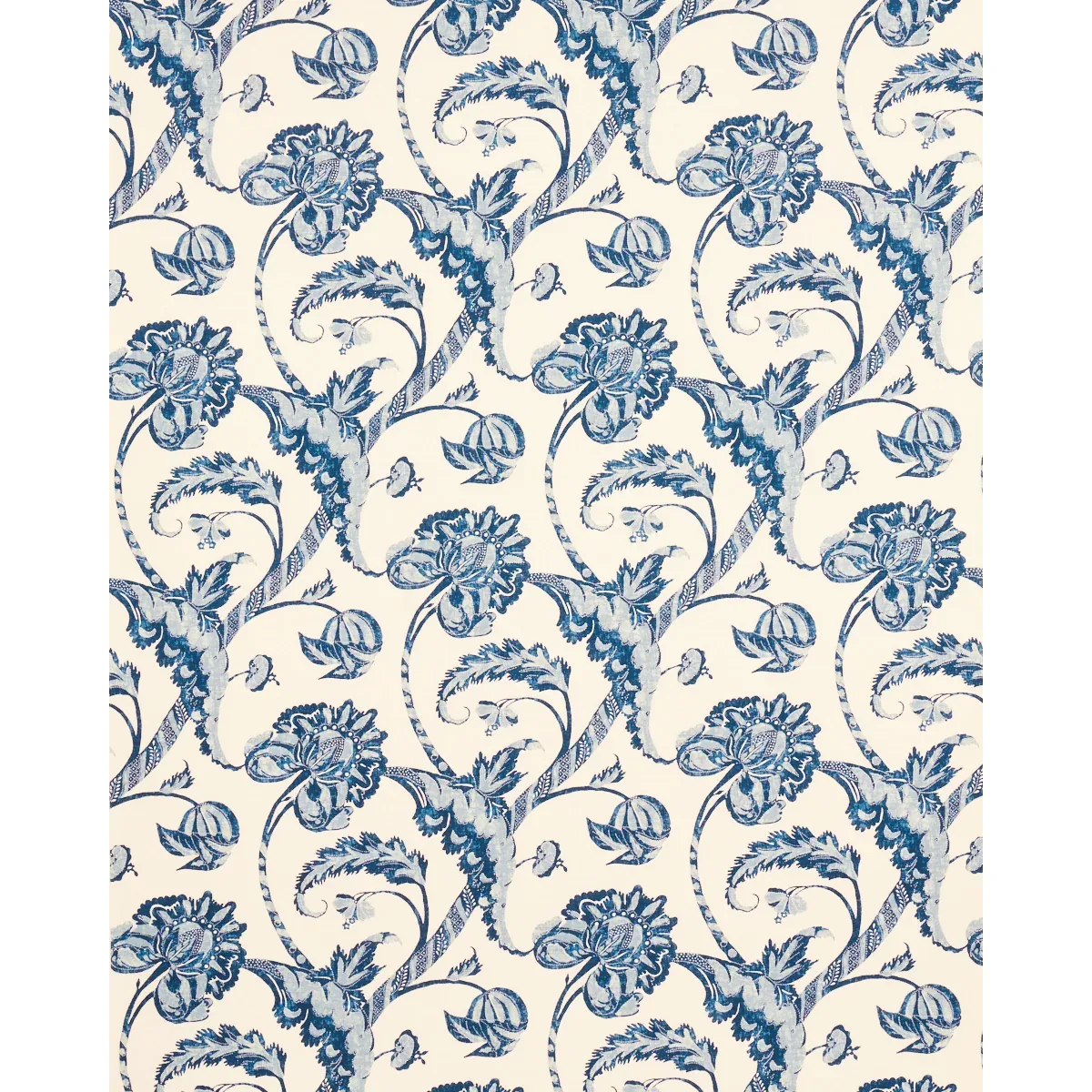 VALLIER VINE Fabric – INDIGO | Schumacher | Wallpaper Twins VALLIER VINE fabric INDIGO color by Schumacher