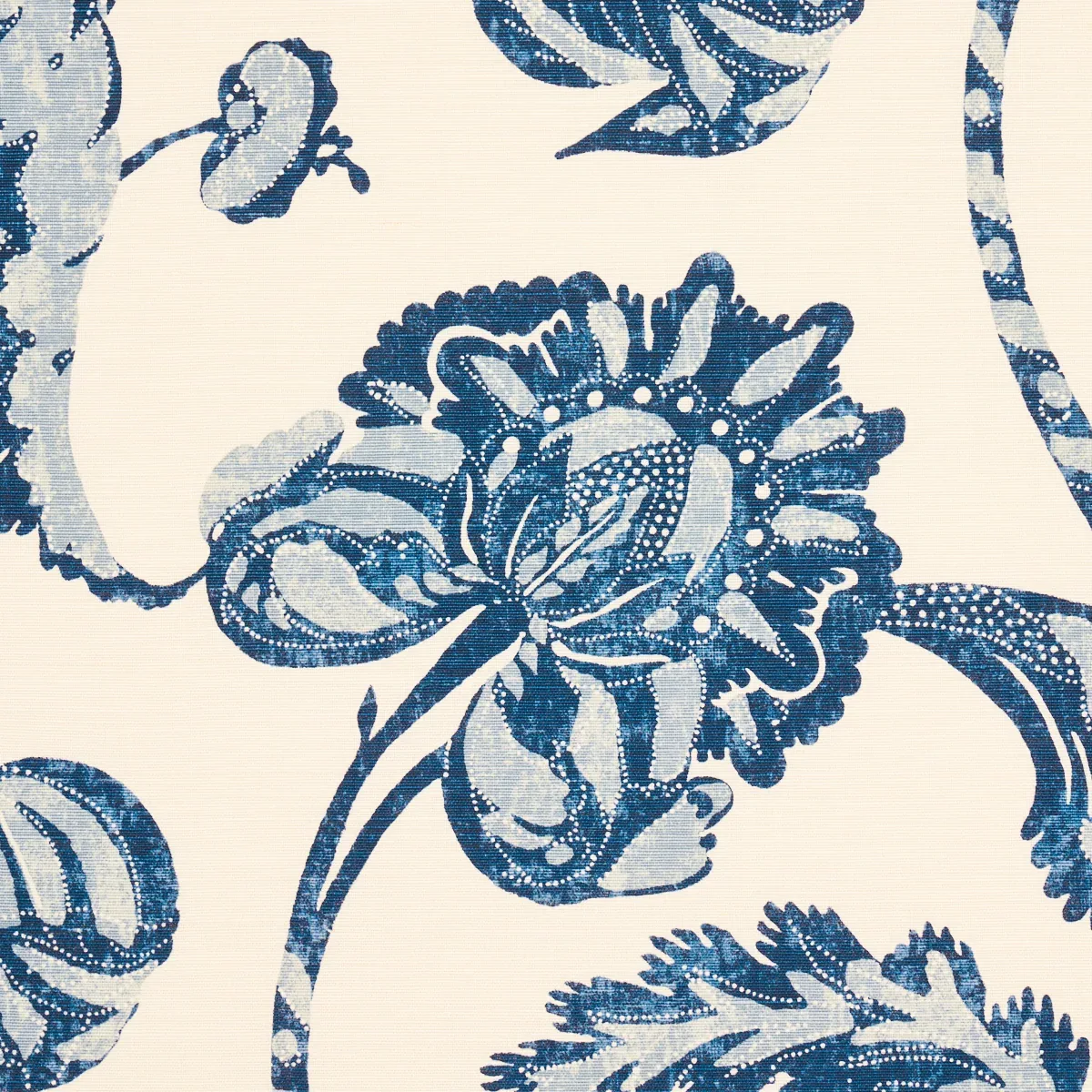 VALLIER VINE Fabric – INDIGO | Schumacher | Wallpaper Twins VALLIER VINE fabric INDIGO color by Schumacher