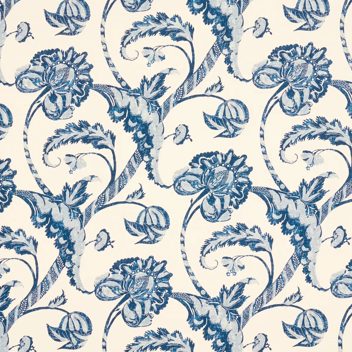 VALLIER VINE fabric INDIGO color by Schumacher