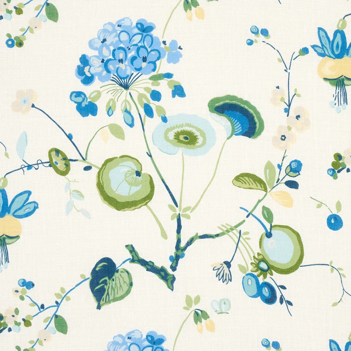 VASILY LINEN Fabric – GREEN AND BLUE | Schumacher | Wallpape VASILY LINEN fabric GREEN AND BLUE color by Schumacher