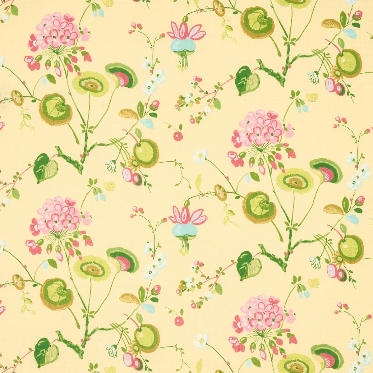 VASILY LINEN fabric GREEN AND YELLOW color by Schumacher
