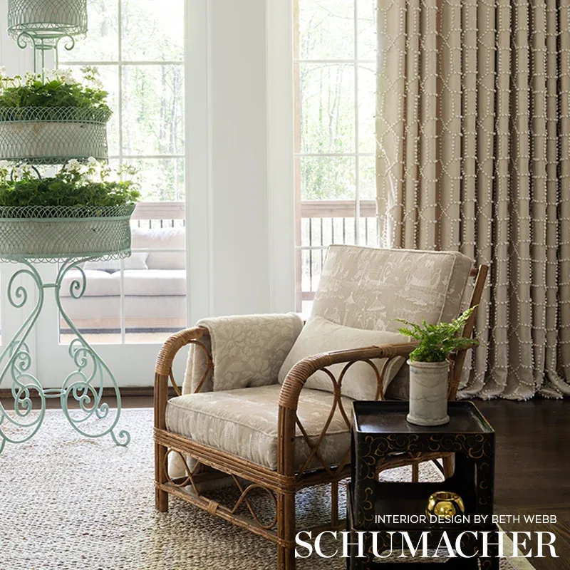 Vento Embroidery Fabric – NATURAL | Schumacher | Wallpaper T Vento Embroidery fabric NATURAL color by Schumacher