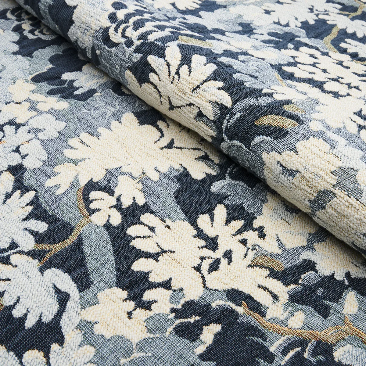 VERDURE TAPESTRY Fabric – BLUE | Schumacher | Wallpaper Twin VERDURE TAPESTRY fabric BLUE color by Schumacher