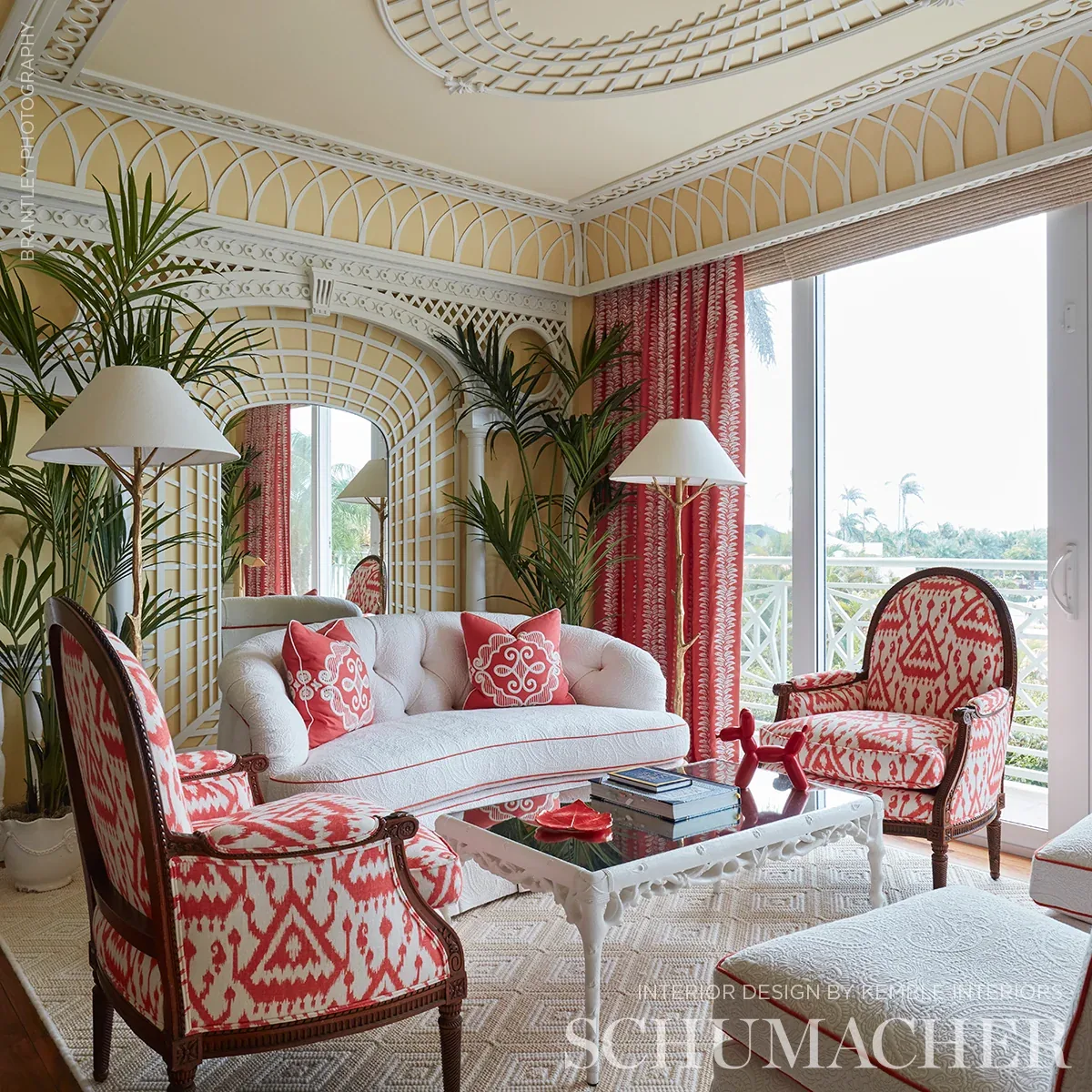 VIENTIANE IKAT Fabric – CORAL | Schumacher | Wallpaper Twins VIENTIANE IKAT fabric CORAL color by Schumacher