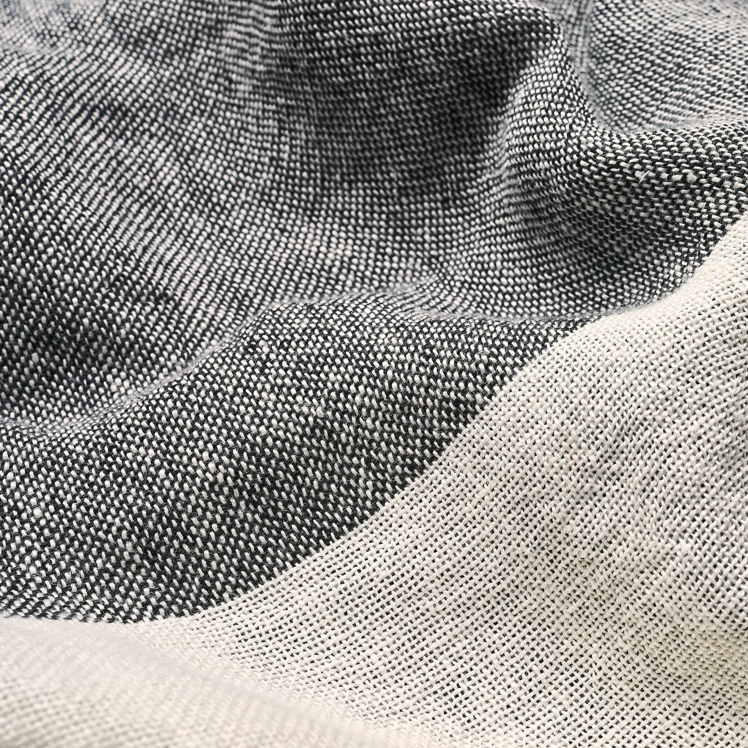 VISTA LINEN STRIPE CASEMENT fabric CARBON AND WHITE color by Schumacher