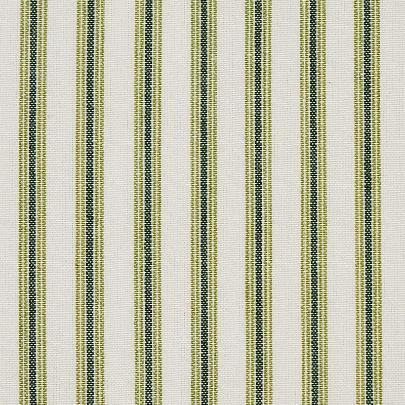 WELLFLEET TICKING STRIPE fabric GREEN color by Schumacher