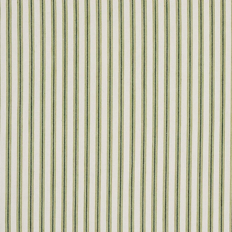 WELLFLEET TICKING STRIPE fabric GREEN color by Schumacher