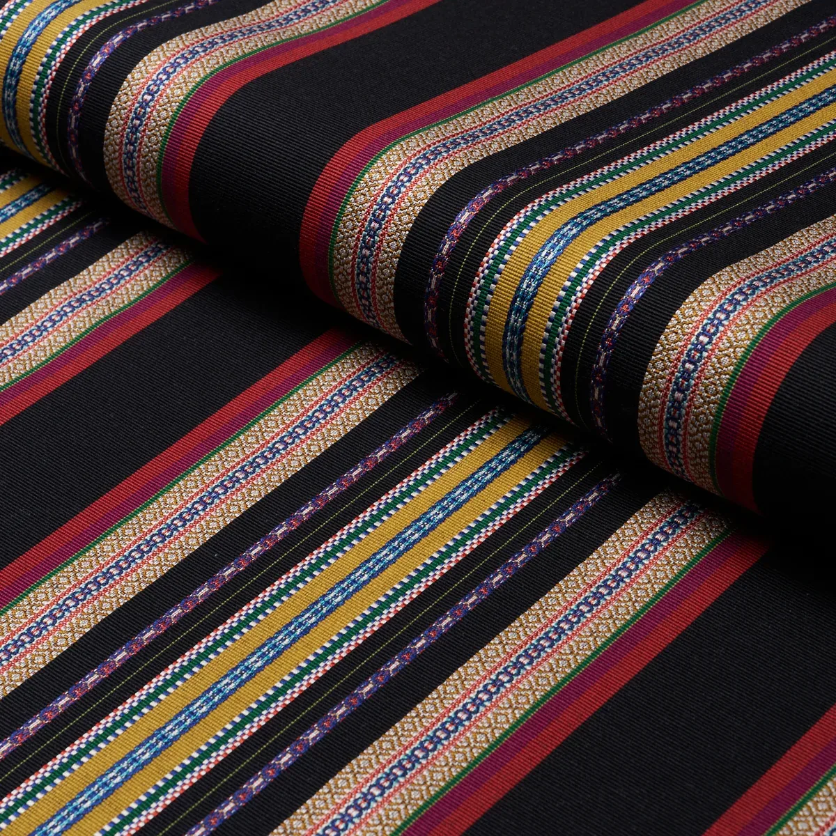 WELLINGTON STRIPE fabric BLACK color by Schumacher