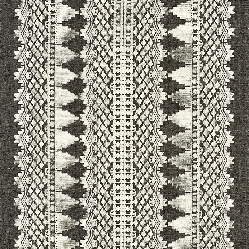 Wentworth Embroidery fabric CARBON color by Schumacher