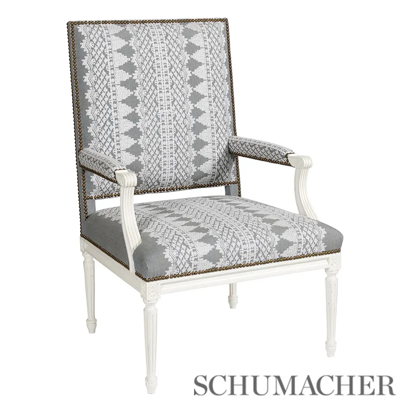 Wentworth Embroidery Fabric – HAZE | Schumacher | Wallpaper Wentworth Embroidery fabric HAZE color by Schumacher