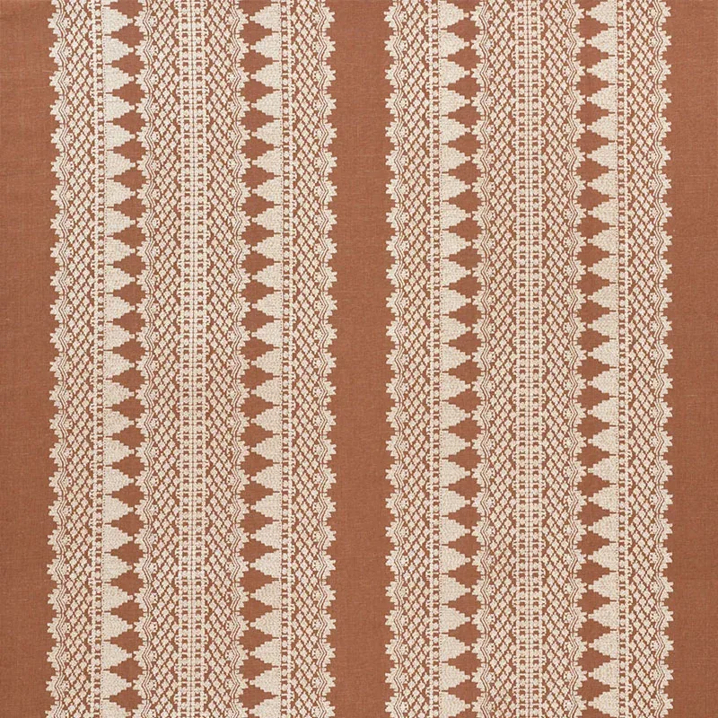 Wentworth Embroidery Fabric – RUST | Schumacher | Wallpaper Wentworth Embroidery fabric RUST color by Schumacher