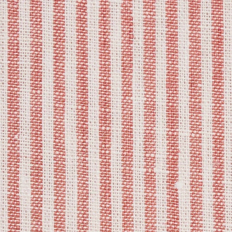 WESLEY TICKING STRIPE fabric CORAL color by Schumacher