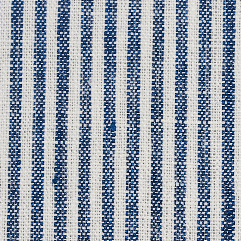 WESLEY TICKING STRIPE fabric INDIGO color by Schumacher