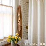 WESLEY TICKING STRIPE Fabric – UMBER | Schumacher | Wallpape WESLEY TICKING STRIPE fabric UMBER color by Schumacher