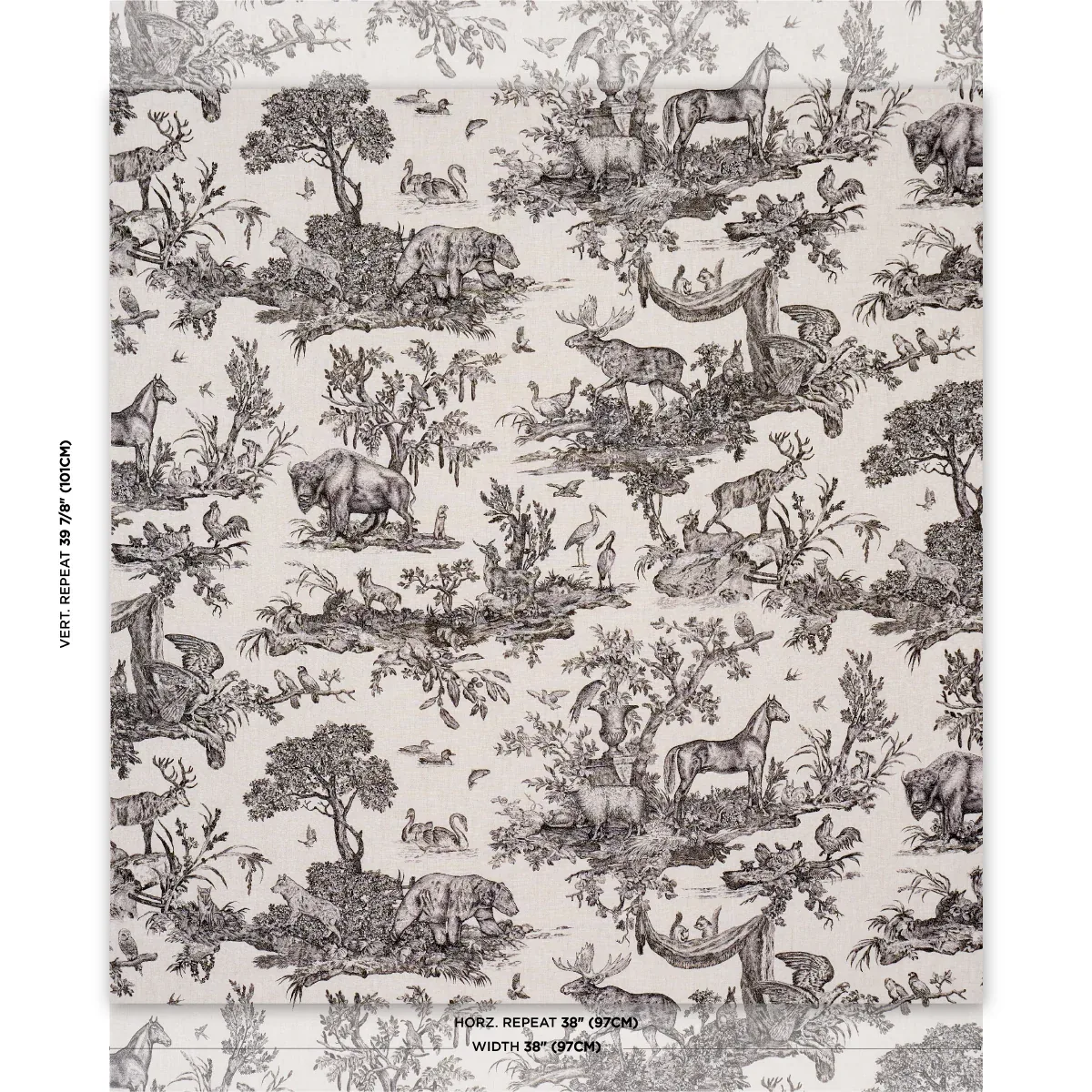 WESTERN TOILE Fabric – CARBON | Schumacher | Wallpaper Twins WESTERN TOILE fabric CARBON color by Schumacher