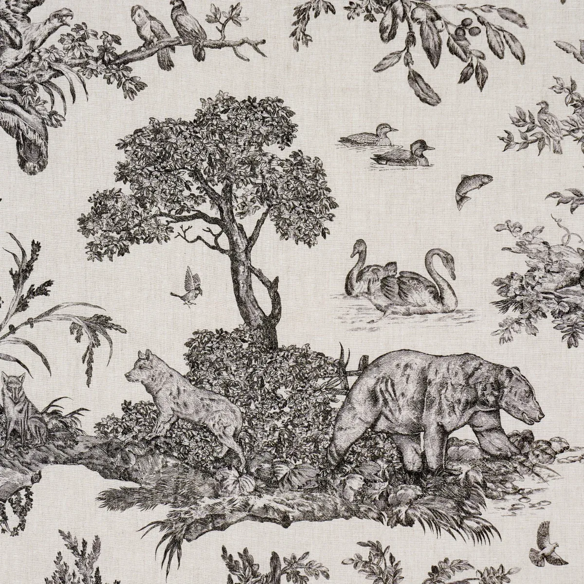 WESTERN TOILE Fabric – CARBON | Schumacher | Wallpaper Twins WESTERN TOILE fabric CARBON color by Schumacher